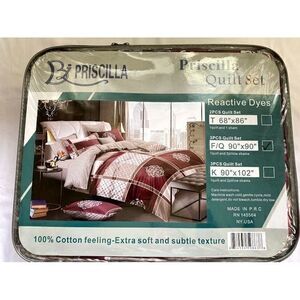 100% Cotton Feeling 3pcs Quilt Set -Full/ Queen